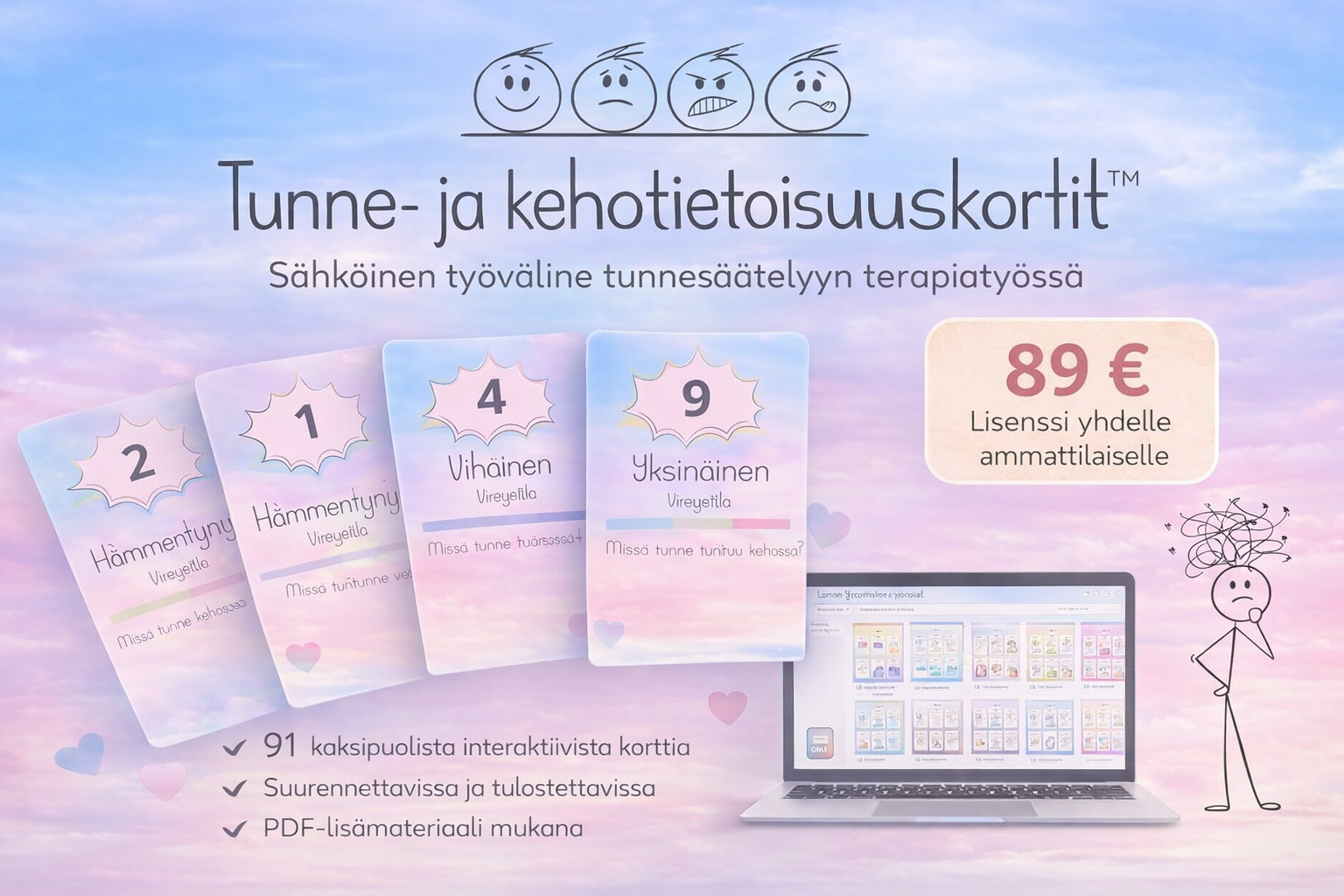 Tunne- ja kehotietoisuus digikortit Vakaaputiikki – vakauttavia työvälineitä aikuisten terapiatyöhön