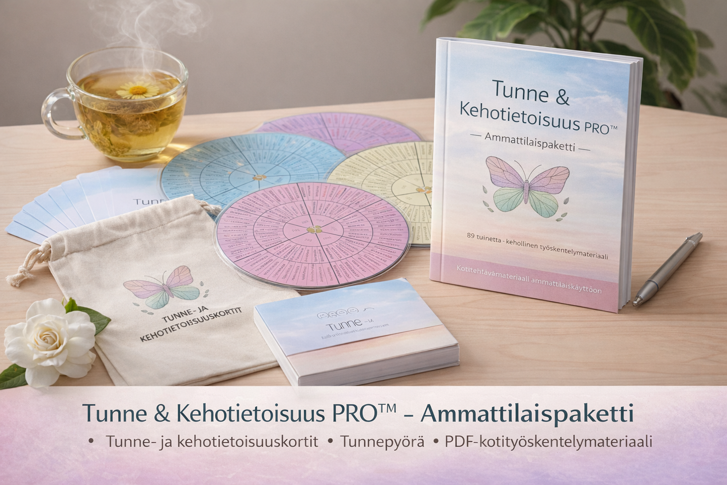 Tunne & Kehotietoisuus PRO™ – Ammattilaisen työvälinepaketti Vakaaputiikki – vakauttavia työvälineitä aikuisten terapiatyöhön