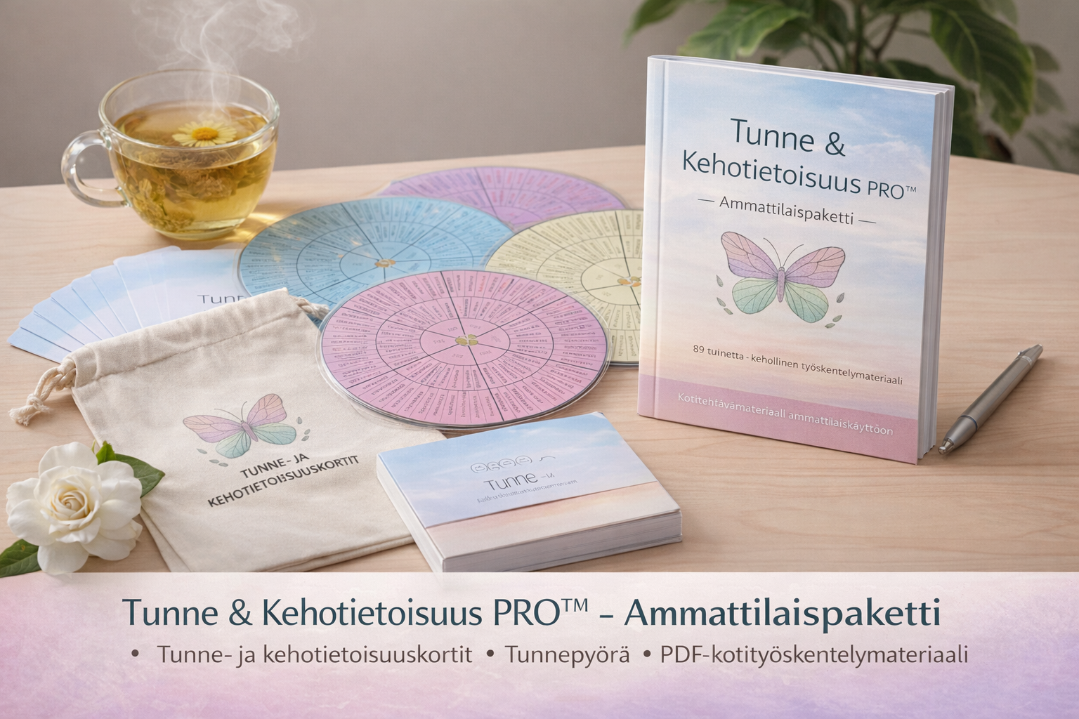 Tunne & Kehotietoisuus PRO™ – Ammattilaisen työvälinepaketti Vakaaputiikki – vakauttavia työvälineitä aikuisten terapiatyöhön